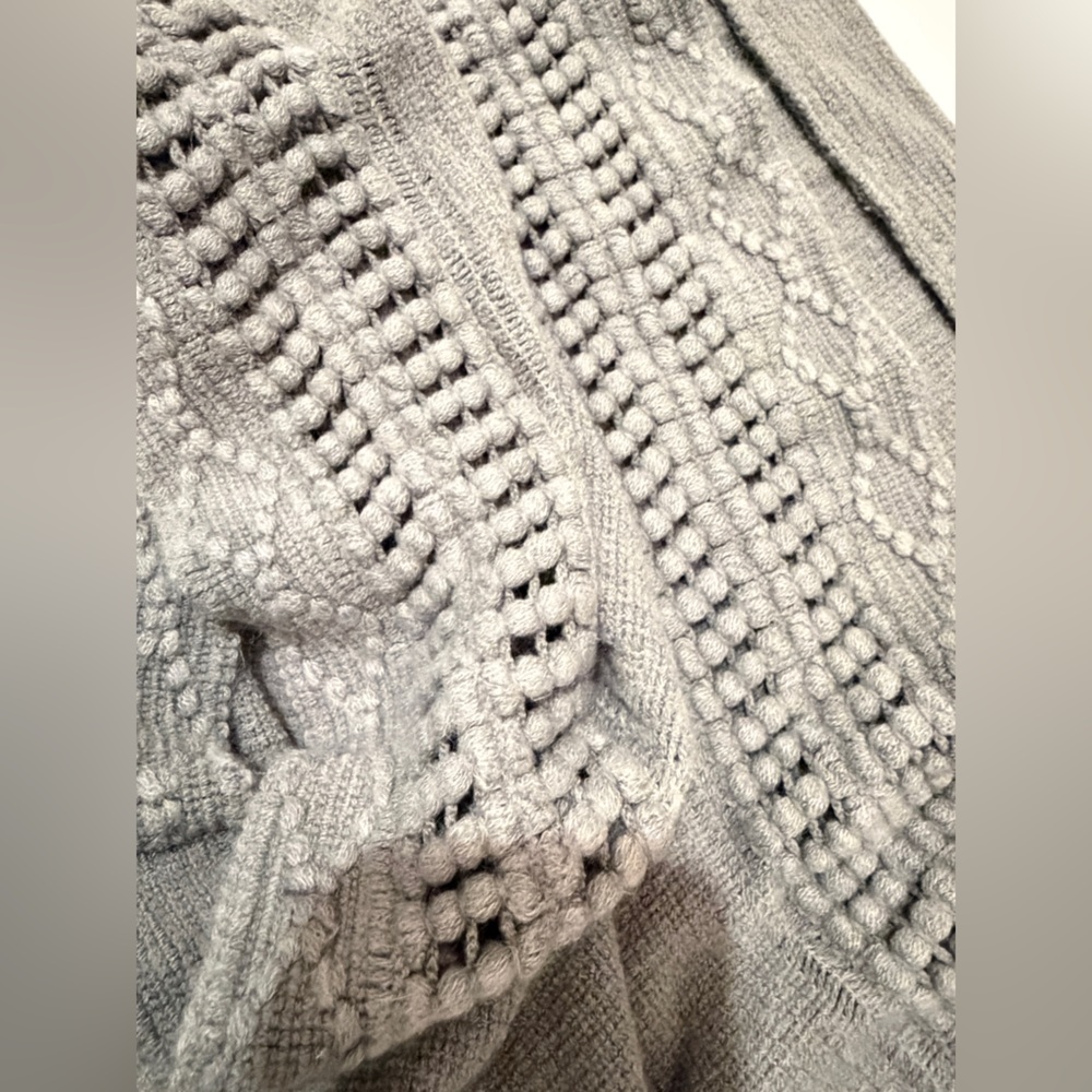Steve Madden Hooded Poncho Knit Asymmetrical Hem Charcoal Gray Cozy Cabin Core - Picture 12 of 14
